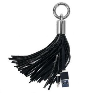 Leather Tassel Keychain iPhone Lightning USB Cable